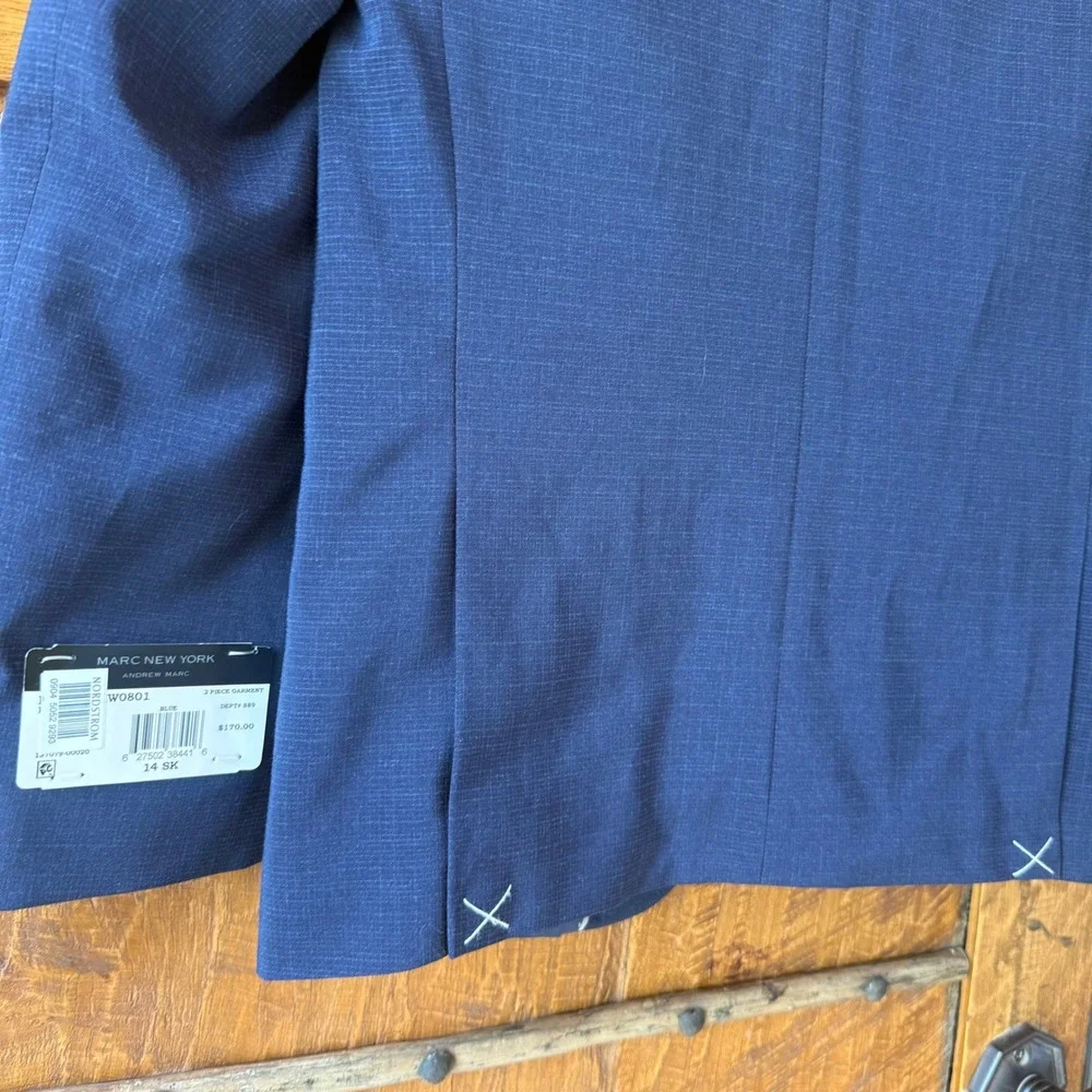 Marc New York Suit Jacket Mens 14 SK Blue Skinny Fit Stretch Blazer NWT